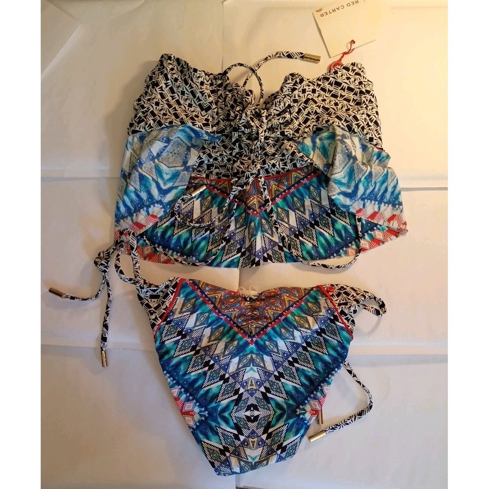 Red Carter Women's Bikini Swimsuit Set Size Small Denim Multi - Picture 2 of 4